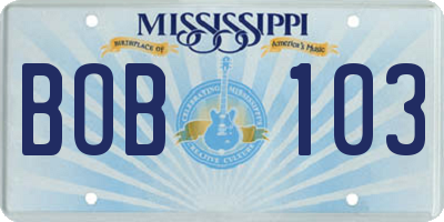 MS license plate BOB103