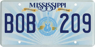 MS license plate BOB209