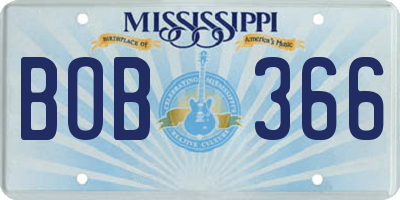 MS license plate BOB366