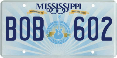 MS license plate BOB602