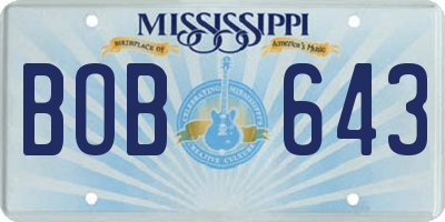 MS license plate BOB643