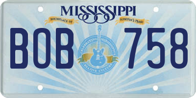MS license plate BOB758
