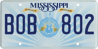 MS license plate BOB802
