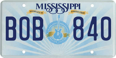 MS license plate BOB840