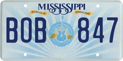 MS license plate BOB847