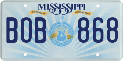 MS license plate BOB868