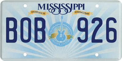 MS license plate BOB926