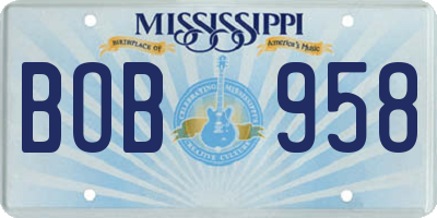 MS license plate BOB958