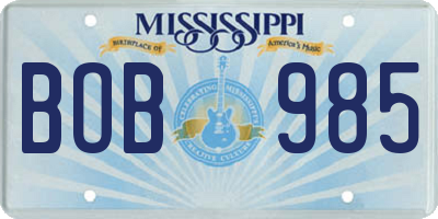 MS license plate BOB985