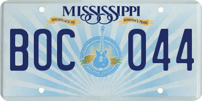 MS license plate BOC044