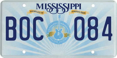 MS license plate BOC084