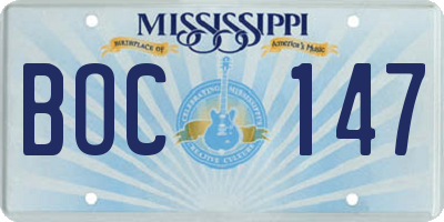MS license plate BOC147
