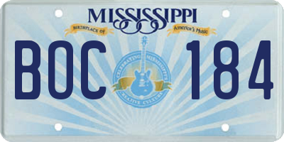MS license plate BOC184