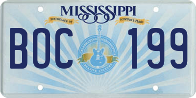 MS license plate BOC199