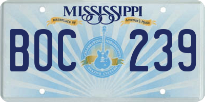 MS license plate BOC239