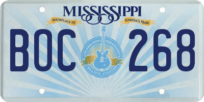 MS license plate BOC268