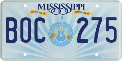 MS license plate BOC275