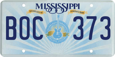 MS license plate BOC373