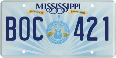 MS license plate BOC421