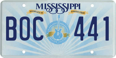 MS license plate BOC441