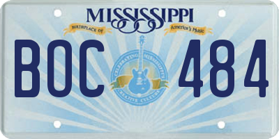 MS license plate BOC484