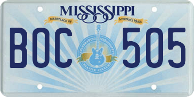 MS license plate BOC505