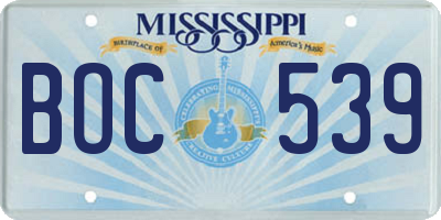 MS license plate BOC539