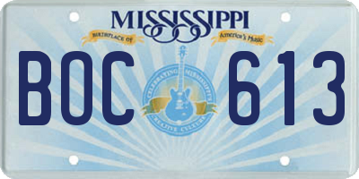 MS license plate BOC613