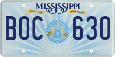 MS license plate BOC630