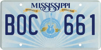 MS license plate BOC661