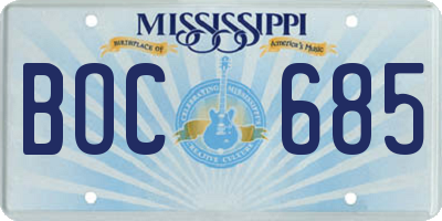 MS license plate BOC685