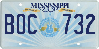 MS license plate BOC732