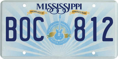 MS license plate BOC812