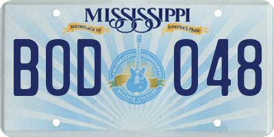 MS license plate BOD048