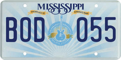 MS license plate BOD055