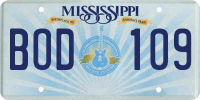 MS license plate BOD109