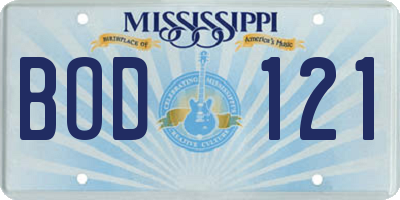 MS license plate BOD121