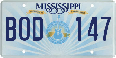 MS license plate BOD147
