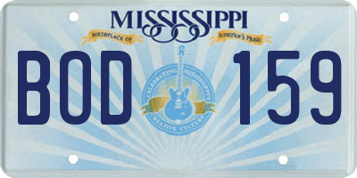 MS license plate BOD159