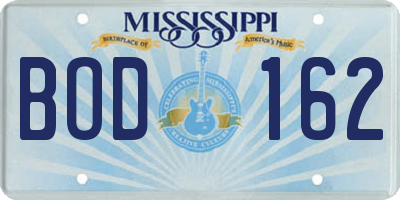 MS license plate BOD162