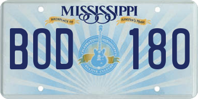 MS license plate BOD180