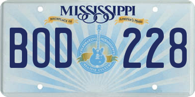MS license plate BOD228