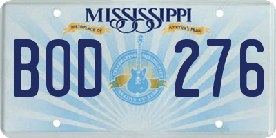 MS license plate BOD276