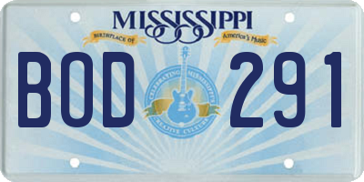 MS license plate BOD291