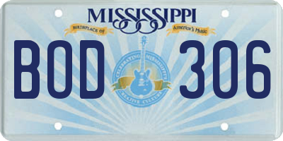 MS license plate BOD306