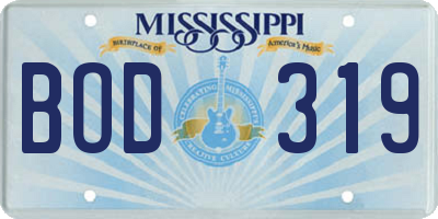 MS license plate BOD319