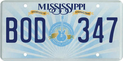 MS license plate BOD347