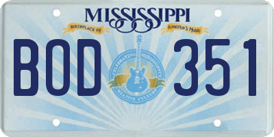 MS license plate BOD351