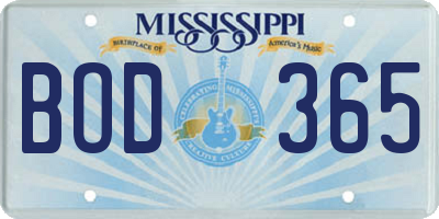 MS license plate BOD365