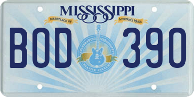 MS license plate BOD390